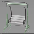 Modern Swing Bench Design With Green Frame White Seat And Transparent Canopy