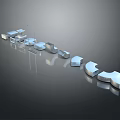 3D Metallic Puzzle Pieces Arranged On Reflective Gray Surface With Glossy Finish