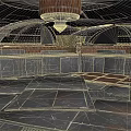 Industrial Interior Scene With Arch Roof Concrete Walls And Metal Flooring