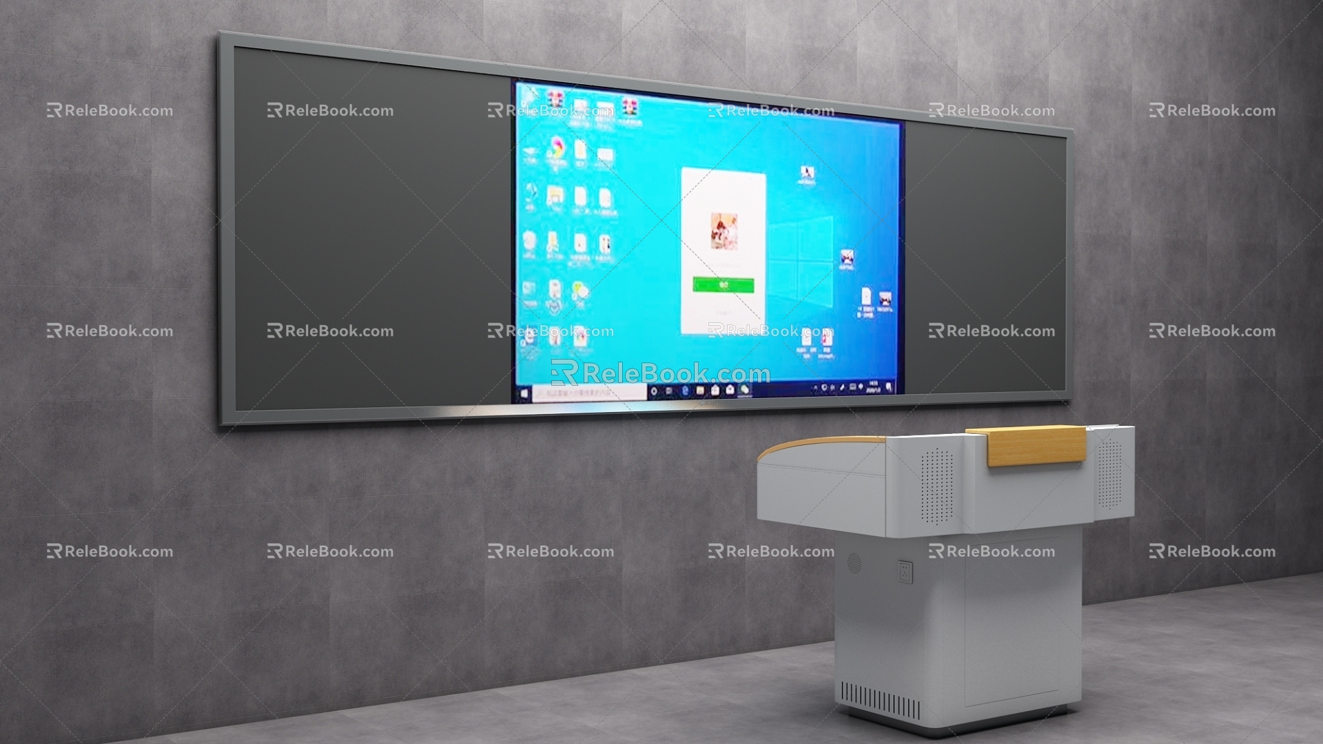 Modern Blackboard Smart Blackboard Teacher Desk 3d model