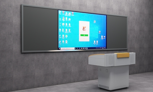 Modern Blackboard Smart Blackboard Teacher Desk 3d model