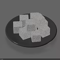 White Cube Shaped Sugar Cubes Placed on a Black Plate 3d model