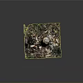 Natural Tree Stump With Candle Like Flame Surrounded By Soil Dry Leaves And Green Plants