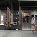 Modern Clothing Store Interior With Mannequins Displayed Clothes And Lighting Racks