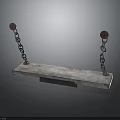 Sturdy Industrial Metal Platform with Hanging Chains and Red Components