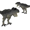 Two Standing Prehistoric Reptile Dinosaurs With Open Mouths And Sharp Teeth 3d model