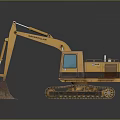 Yellow Komatsu Tracked Excavator With Front Bucket Operator Cabin And Tracks