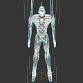 Purple Humanoid Robot Game Movie Character With Green Accents And Orange Details