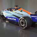 Orange And Gray Formula 1 Car Featuring ATLASSIAN Sponsors And Racing Tires