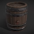 Traditional Wooden Barrel With Metal Hoops Wooden Top And Rivets For Home Storage