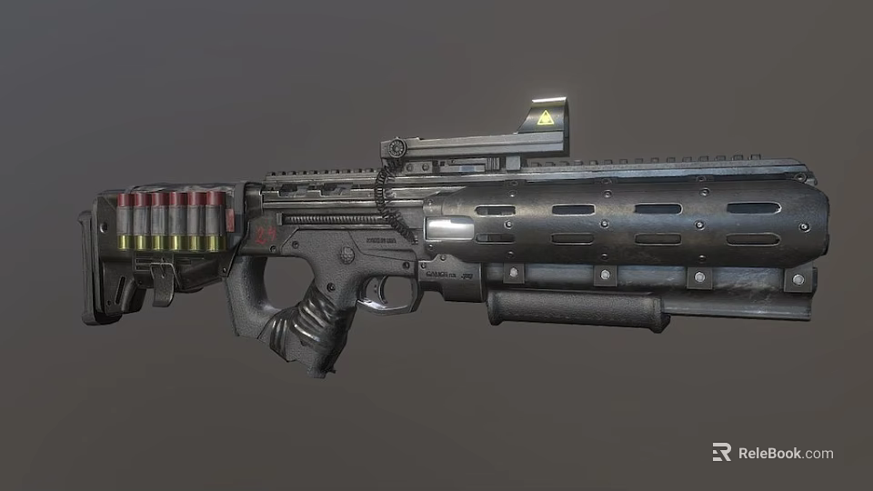 Tactical Weapon Rifle With Scope Magazine Metallic Body And Futuristic Design 3d model 