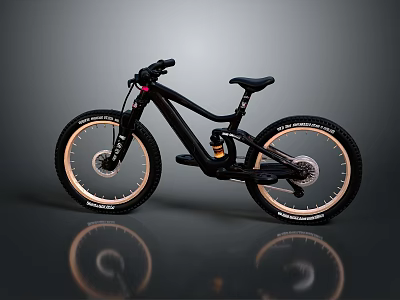 Black Mountain Bike With Large Tires And Modern Suspension Frame Design 3d model