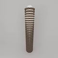 Cylindrical Floor Lamp with Layered Brown and White Stripes and White Top Design