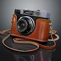 Vintage Capitol Camera With Brown Leather Case Lens And Leather Strap 3d model