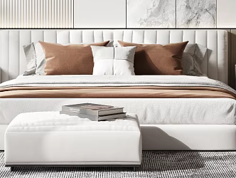 Modern Double Bedside Cabinet Bedding Bed End Stool 3d model