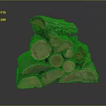 Stacked Natural Wood Logs With Green Mossy Bark And Smooth Cross Sections