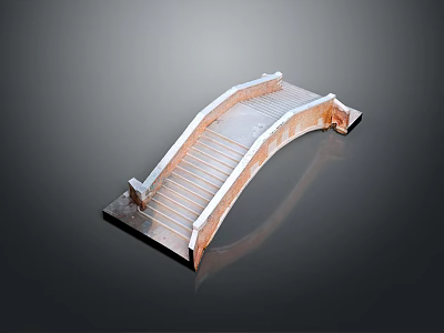 Traditional Stone Arch Bridge Structure With Steps And Stone Railings Design Details 3d model