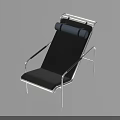 Modern Lounge Chair With Metal Frame Black Cushion And Blue Roll Pillow