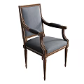 Classic Traditional Dining Chair With Wooden Frame And Gray Fabric Upholstery
