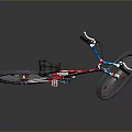 Stylish Bicycle With Unique Red White Blue Geometric Frame And Black Seat Handlebar