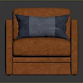 Stylish Orange Fabric Armchair With Blue Gray Cushion And Modern Design