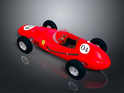 Red Vintage Race Car Featuring Number 04 Streamlined Design And Open Cockpit 3d model