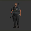 Black Vest Blue Short Sleeve Shirt And Black Pants With Tactical Shoes For Daily Living