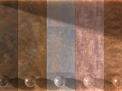 Multiple Wall Panels with Various Colors and Different Textures Displayed with Spheres Below 3d model