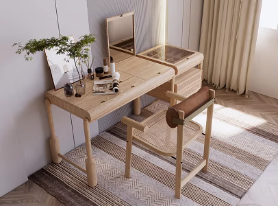 Modern Dressing Table Dressing Table Dressing Table Dressing Table and Chair Accessories Ornaments Plant Potted Mirror 3d model