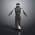 Racing Driver Wearing Black And White Racing Suit With TecnamLamb Logo Helmet And Gloves