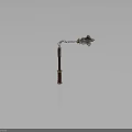 Medieval Weapon With Decorative Metal Chain Wooden Handle And Ornate Head