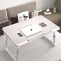 Functional Foldable White Desk with Laptop Mobile Phone Magazine and Desk Lamp