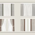 Brown And White Striped Curtains With Multiple Designs And Tied Window Treatments