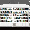 White Bookcase Bookshelf Book Decorative Cabinet 3d model
