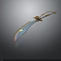 Ornate Fantasy Sword With Golden Decorative Hilt And Shiny Blue Blade Design