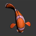 Vibrant Red Clownfish With White Stripes And Black Edged Fins On Black Background