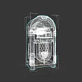 Vintage Jukebox With Wooden Structure Metal Accents And Colorful Lights Design