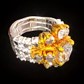 Elegant Gold Silver Bicolor Ring With Sparkling Cluster Diamonds And Exquisite Craftsmanship 3d model