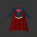 Superhero Superman Costume With Blue Body Red Cape And Yellow Emblem Design