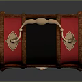 Red And Black Clothing Storage Trunk With Wooden Handle And Clasp