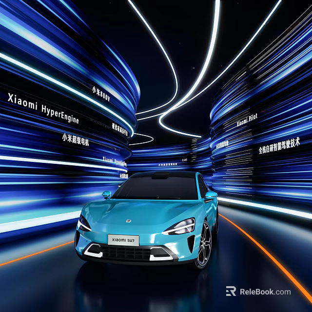 Futuristic Road Infrastructure Featuring Curved Illuminated Tunnels And Modern LED Light Strips 3d model 