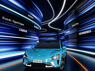 Channel e-commerce background Xiaomi Su 7 car speed sense technology sense perspective 3d model