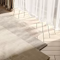 Light Beige Square Rug With Soft Texture On Wooden Floor Under Natural Light