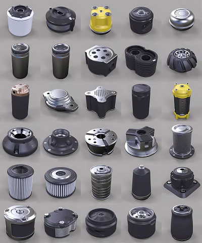Wide Range of Hardware Tools with Filters Bearing Covers and Metal Components 3d model