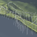 Outdoor Amusement Park Roller Coaster With Winding Steel Track And Scenic Green Landscape