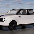 Modern White Compact Car With Black Roof And Stylish Black Wheels