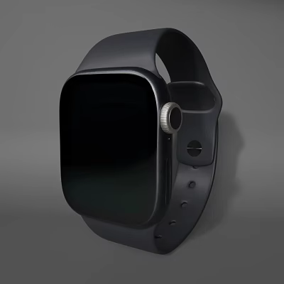 Sleek Modern Black Smartwatch With Square Dial Rotary Button And Black Strap 3d model