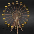 Classic Ferris Wheel Amusement Equipment With Yellow Cabins And Metal Frame Design