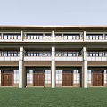 Classic Townhouse Exterior Design With Multiple Units Wooden Doors Large Windows And Lawn