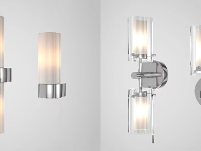 Modern Wall Sconces With Chrome Metal Bracket Frosted Glass Shade And Soft Lighting 3d model